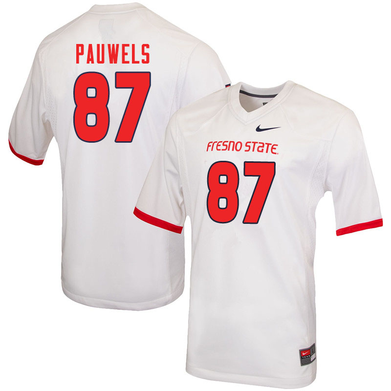 Men #87 Raymond Pauwels Fresno State Bulldogs College Football Jerseys Sale-White - Click Image to Close